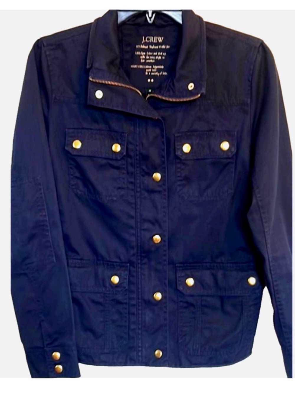 .Crew Navy Utility Field Jacket XS Gold Button Military Lightweight Coat